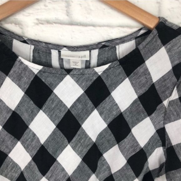 J. Jill Buffalo Plaid “love linen” 3/4 Sleeve Top Petite - Picture 6 of 8
